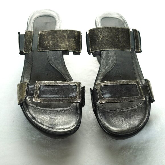 Naot Black Leather Wedge Sandals Size 39 US 8 Orthopedic Comfort - Picture 1 of 8